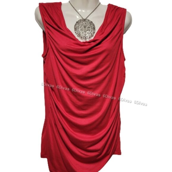 Womens Sleeveless Red Top Blouse, Cotton Comfy Blouse Top - Sizes M,  XL,  XXL - Picture 1 of 9